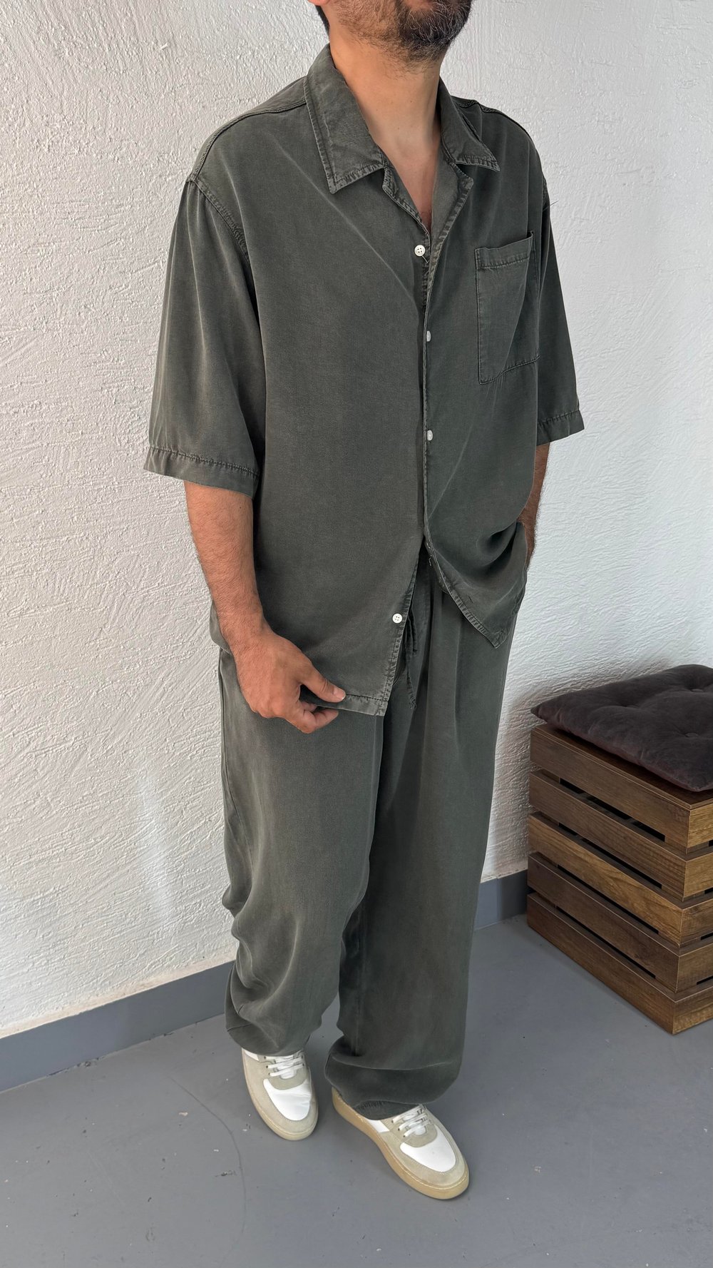 Yıkamalı Oversize Gömlek Ve Baggy Pantolon