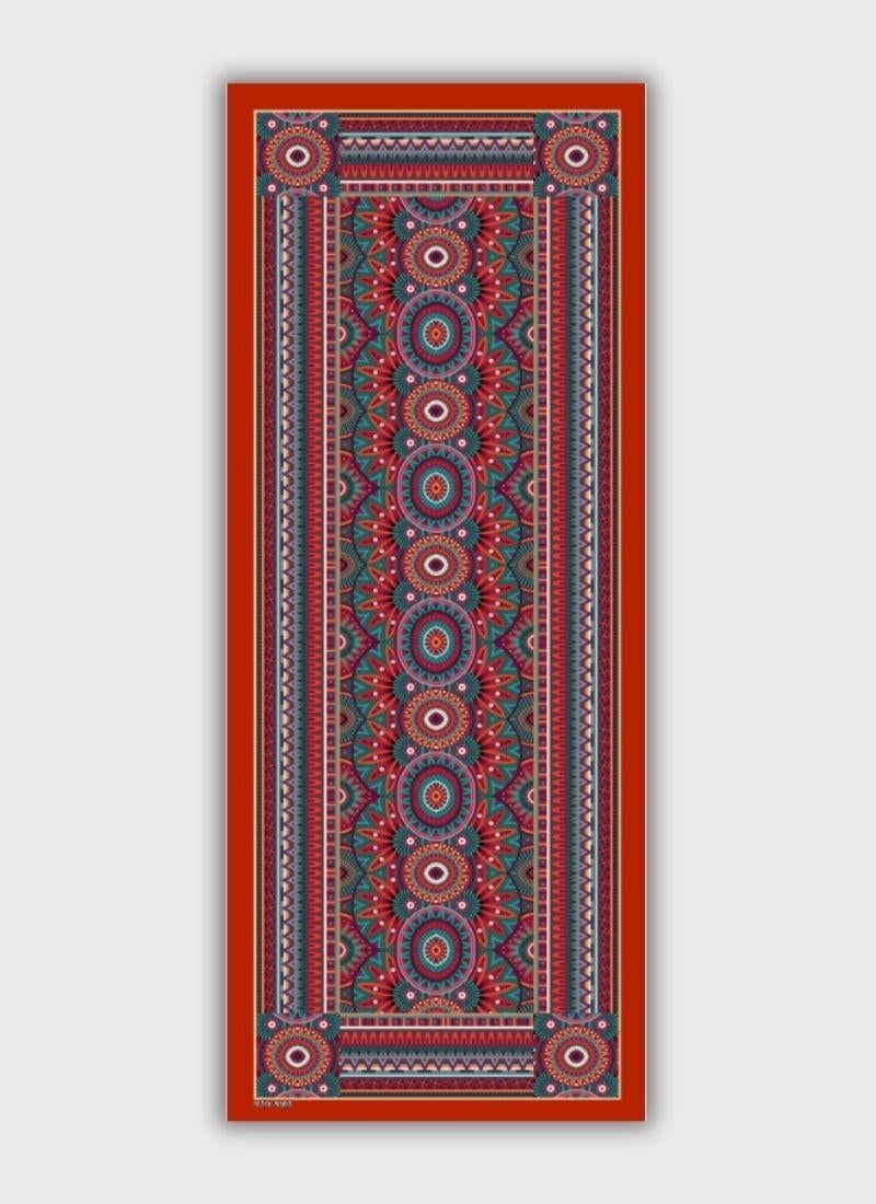 AFRİKA MANDALA DESENLİ KIRMIZI PAMUK ŞAL