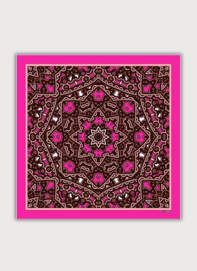 GEOMETRİK DESENLİ PEMBE KAHVERENGİ PAMUK EŞARP