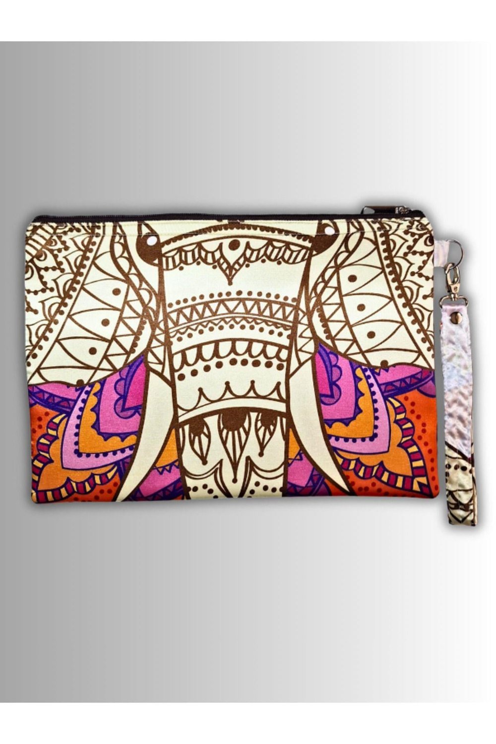 KADIN BEYAZ CLUTCH ÇANTA PORTFÖY FİL DESENLİ