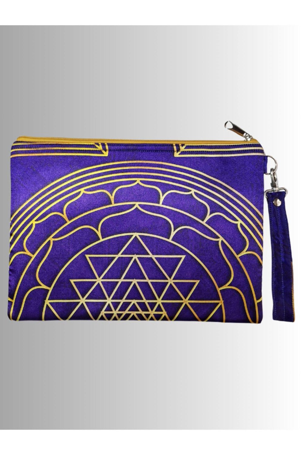 KADIN MOR CLUTCH ÇANTA PORTFÖY YANTRA SEMBOL DESENLİ