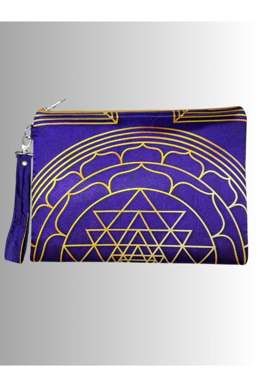 KADIN MOR CLUTCH ÇANTA PORTFÖY YANTRA SEMBOL DESENLİ