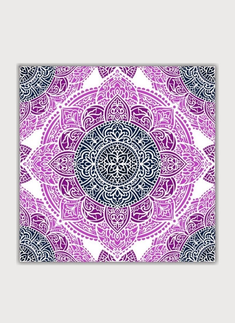 MANDALA DESENLİ MOR PEMBE LACİVERT SATEN FULAR