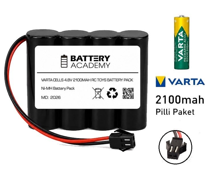 4.8V 2100mAh Varta Pilli Siyah 2 Pin Soketli Ni-MH Oyuncak Pili | Şarjlı Batarya - PilGross4.8V 2100mAh Varta Pilli Siyah 2 Pin Soketli Ni-MH Oyuncak Pili | Şarjlı Batarya - PilGrossOyuncak Pilleri