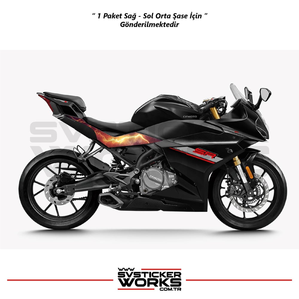CFMOTO 250SR Orta Şase Kaplama Kırmızı Şimşek Desen Sticker