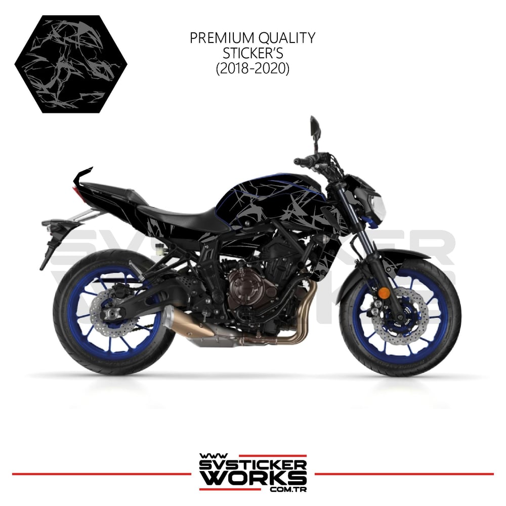 MT-07 2018-2020 Kaplama Sticker Şimşek Yıldırım Motor Kaplama Modeli Hazır Kit 2018-2020 Uyumlu