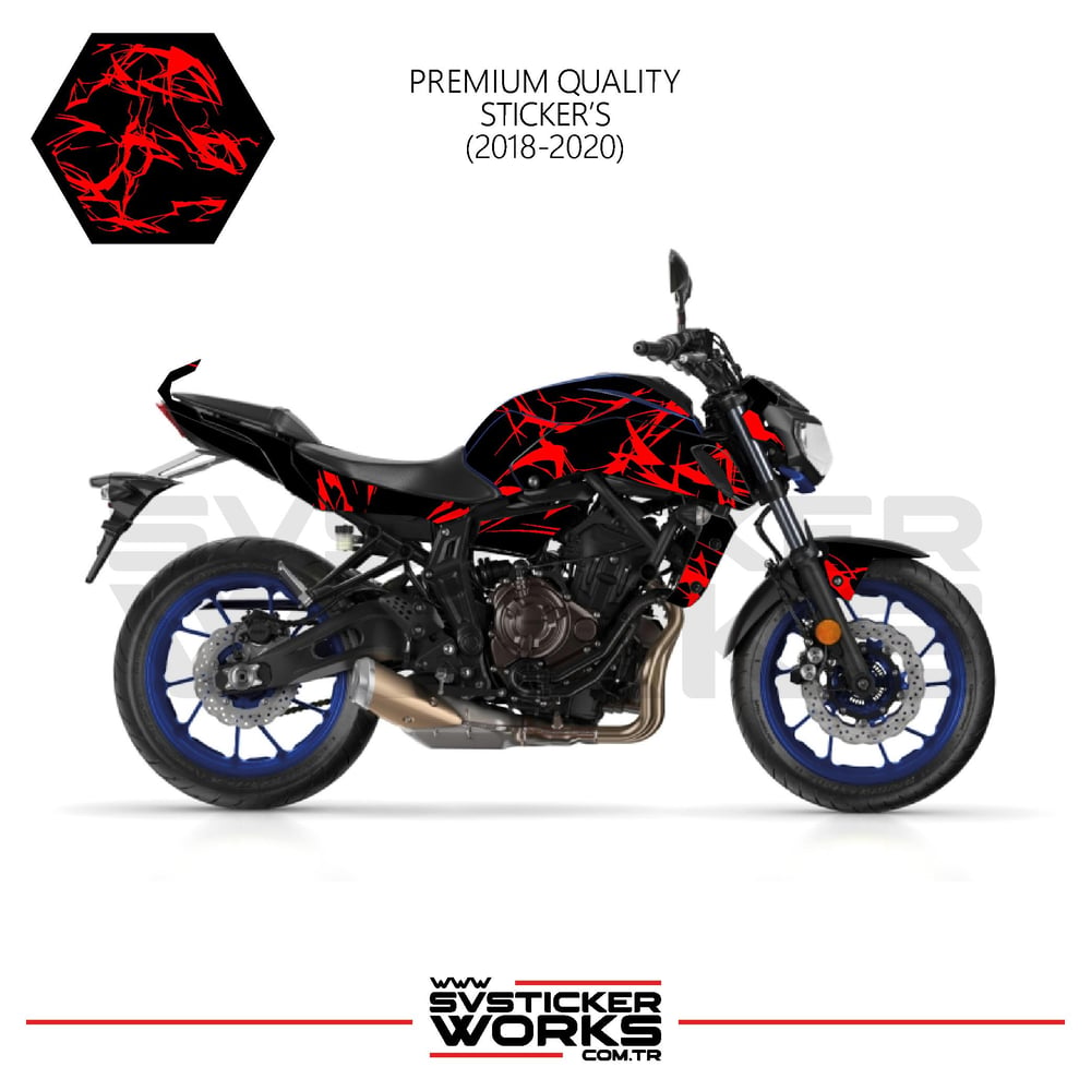 MT-07 2018-2020 Kaplama Sticker Şimşek Yıldırım Motor Kaplama Modeli Hazır Kit 2018-2020 Uyumlu