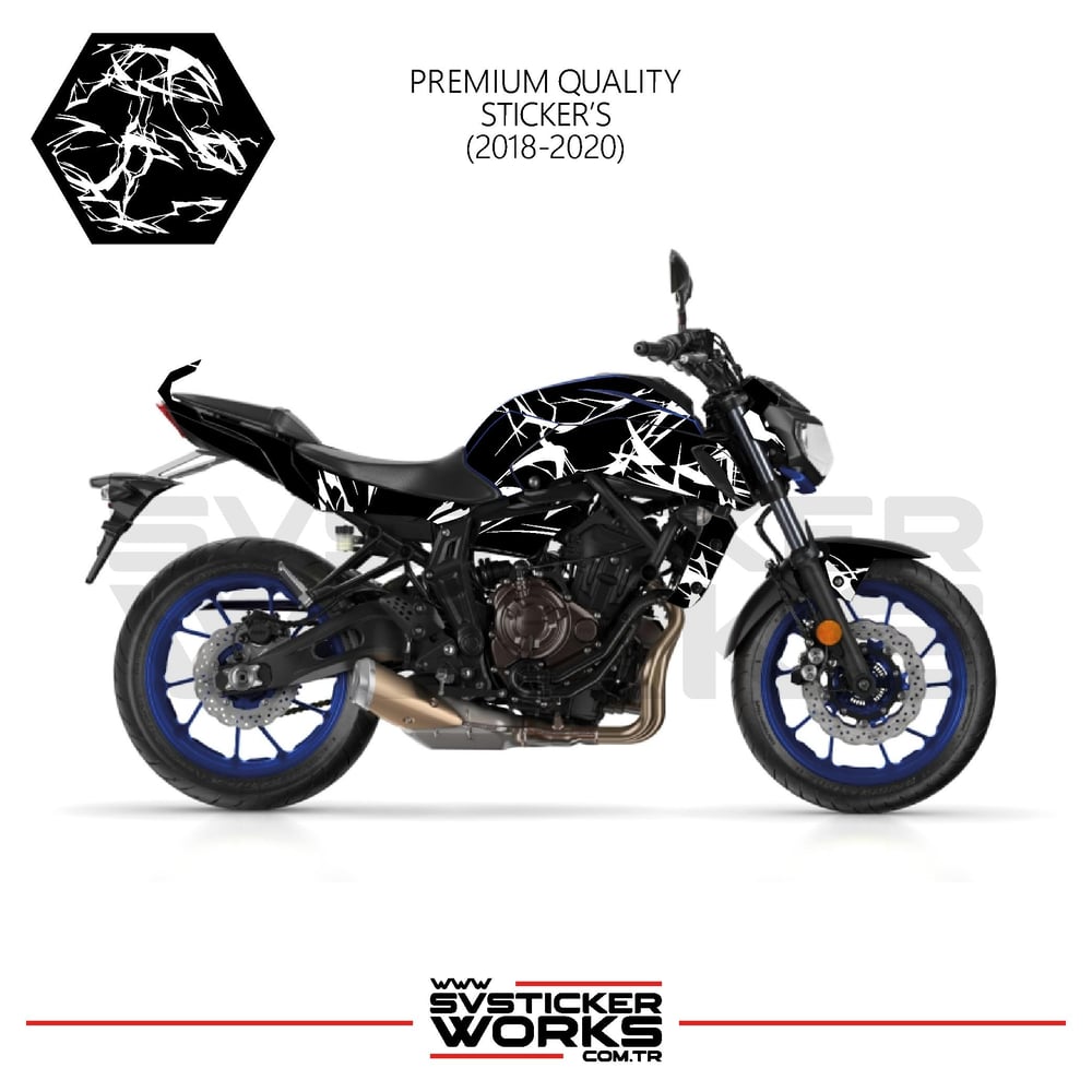 MT-07 2018-2020 Kaplama Sticker Şimşek Yıldırım Motor Kaplama Modeli Hazır Kit 2018-2020 Uyumlu