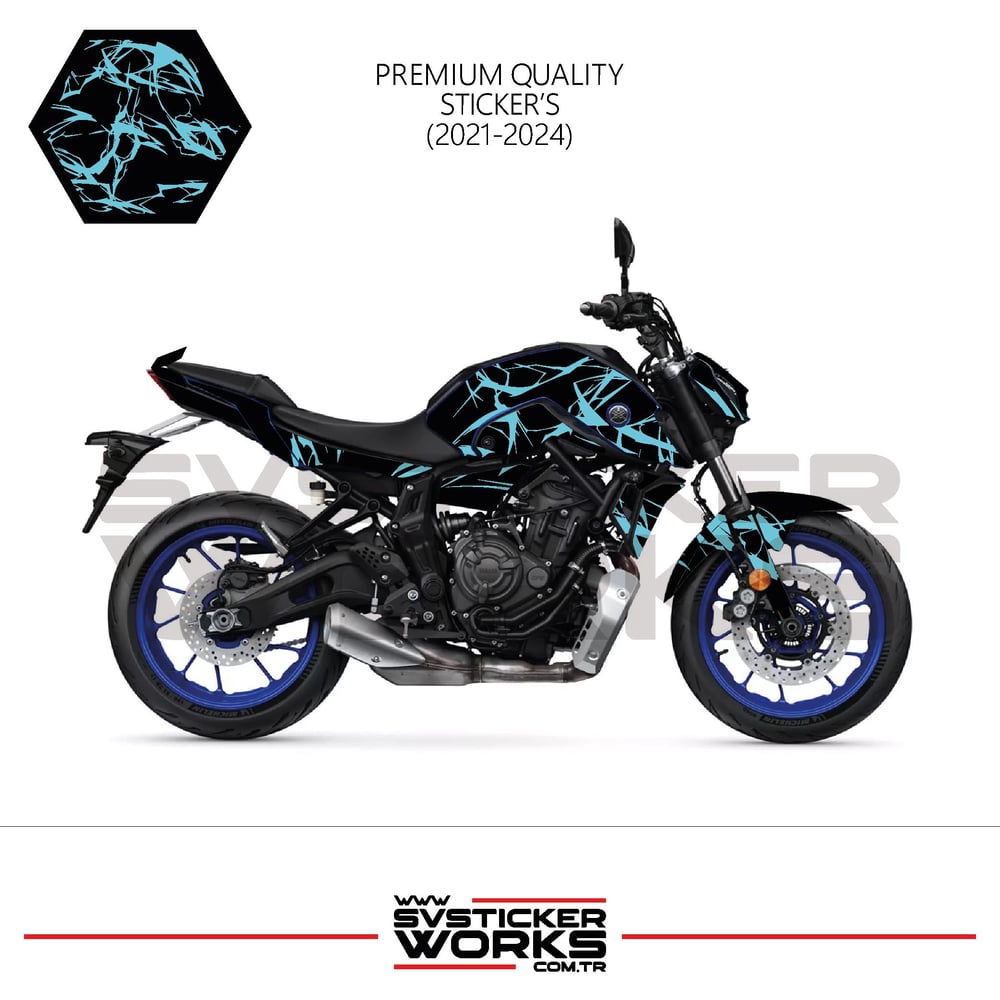 MT-07 2021-2024 Kaplama Sticker Şimşek Yıldırım Motor Kaplama Modeli Hazır Kit 2021-2024 Uyumlu