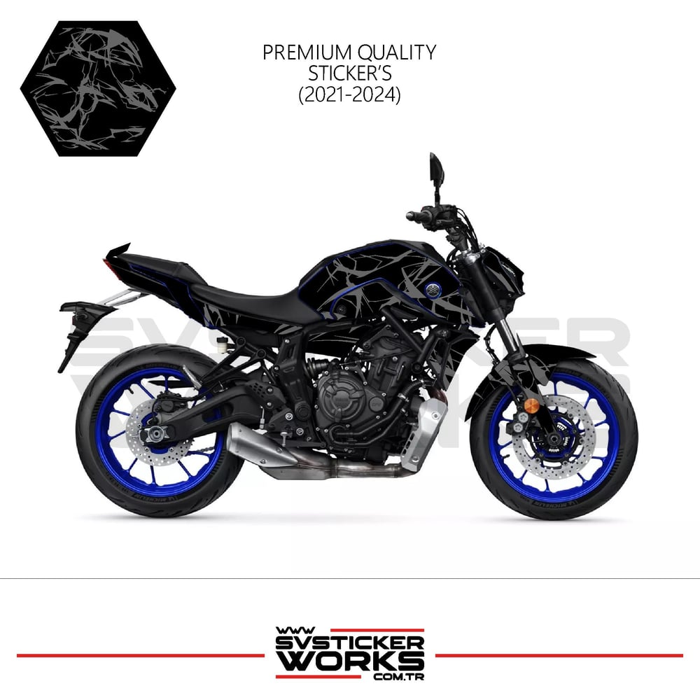 MT-07 2021-2024 Kaplama Sticker Şimşek Yıldırım Motor Kaplama Modeli Hazır Kit 2021-2024 Uyumlu