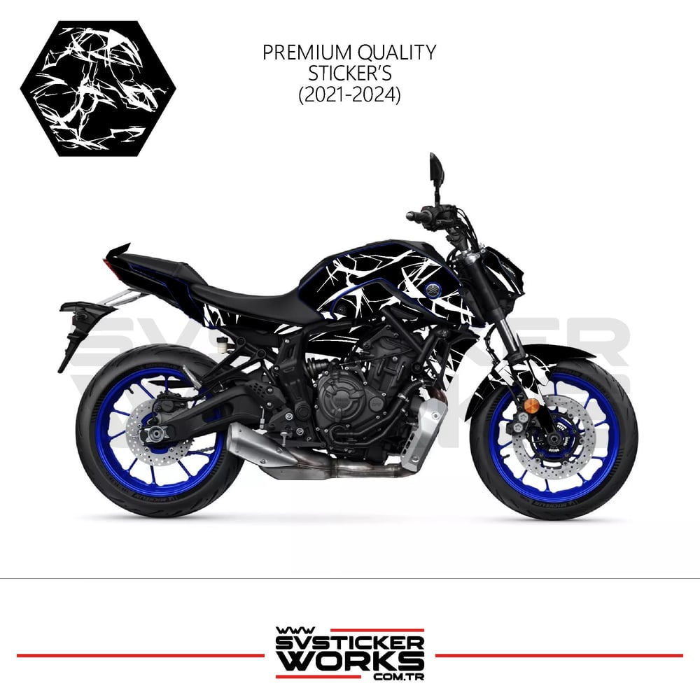 MT-07 2021-2024 Kaplama Sticker Şimşek Yıldırım Motor Kaplama Modeli Hazır Kit 2021-2024 Uyumlu