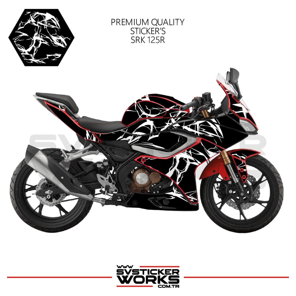 RKS SRK 125R Kaplama Sticker Şimşek Yıldırım Motor Kaplama Modeli Hazır Kit 