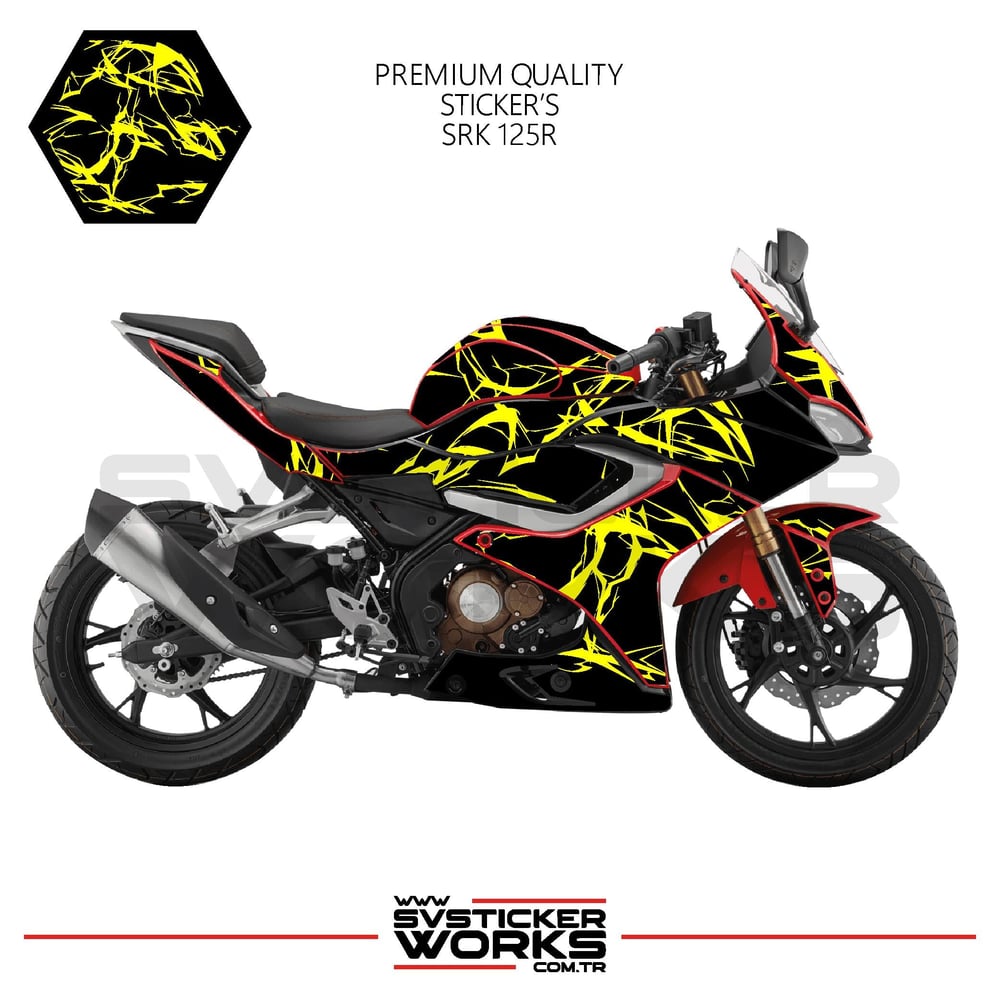 RKS SRK 125R Kaplama Sticker Şimşek Yıldırım Motor Kaplama Modeli Hazır Kit 