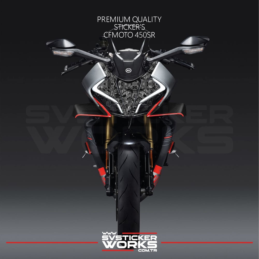 CFMOTO 450SR Kaplama Sticker Ön Kafa Forged Karbon Serisi Sticker Etiket Modeli 