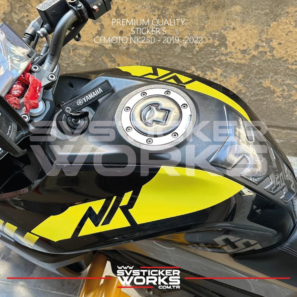 CFMOTO NK250 GEN1 Depo Sticker Sarı Renk Sticker Etiket Modeli SVSTICKERWORKS