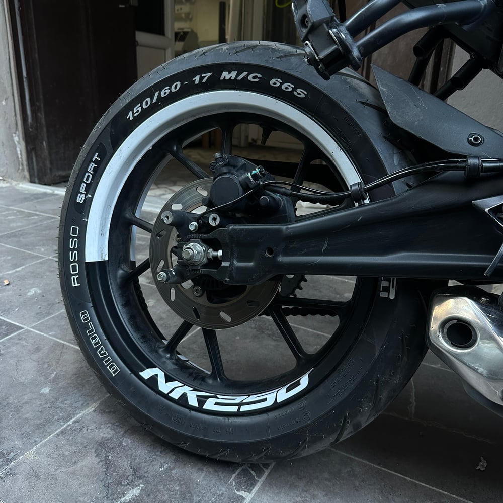 CFMOTO NK250 MOTOSİKLET YARIM JANT KAPLAMA STICKER NK250 YAZILI ETİKET STICKER MODELİ