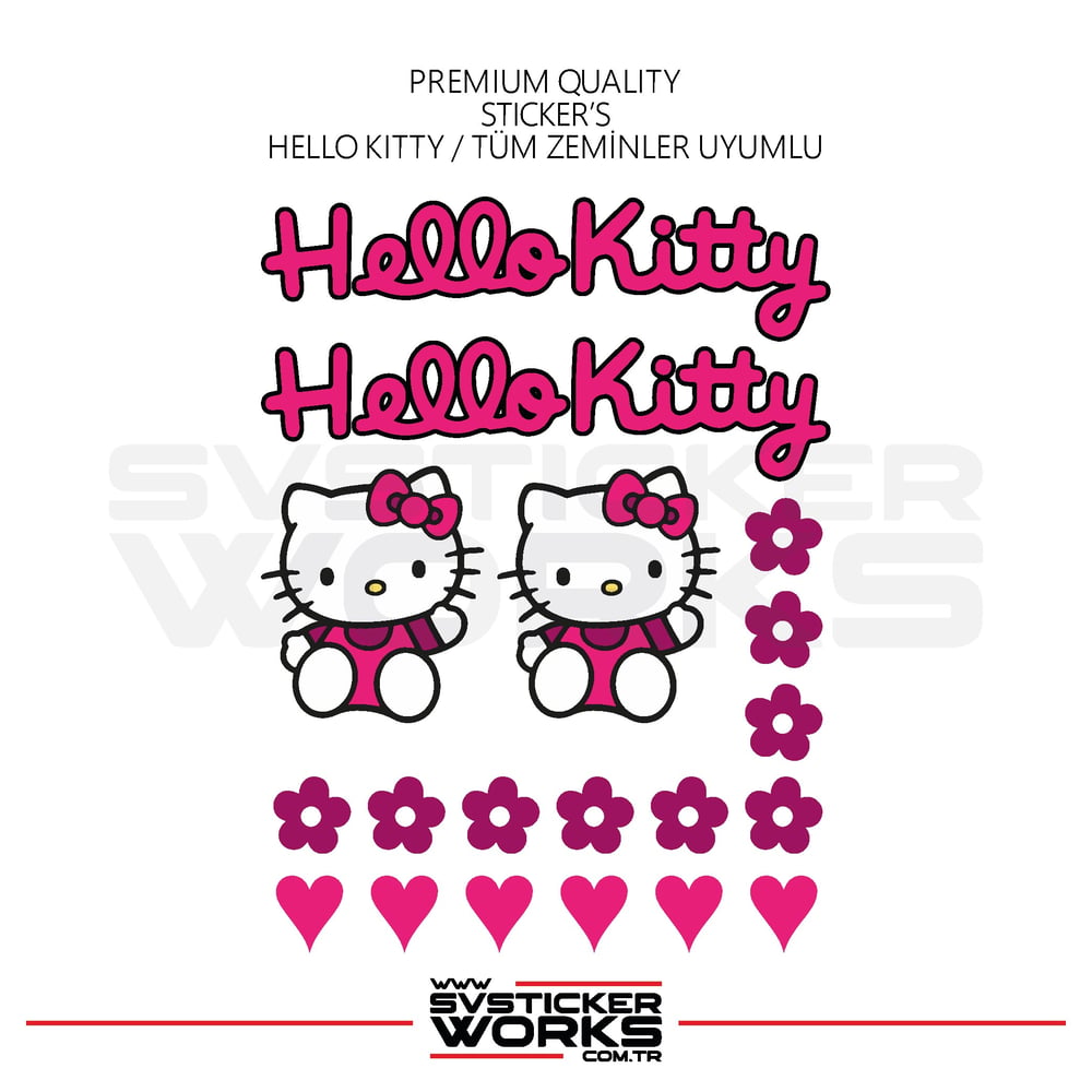 Hello Kitty Sticker Yapışkan Tüm Zeminlere Uyumlu Motor Araba Etiket Sticker