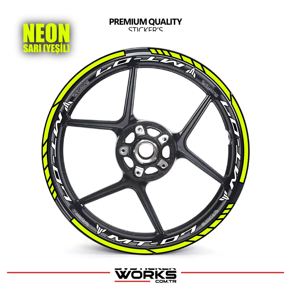 Yamaha MT07 Jant Sticker Ve İç Yazı Basklı Etiket Sticker Modeli Premium Kalite