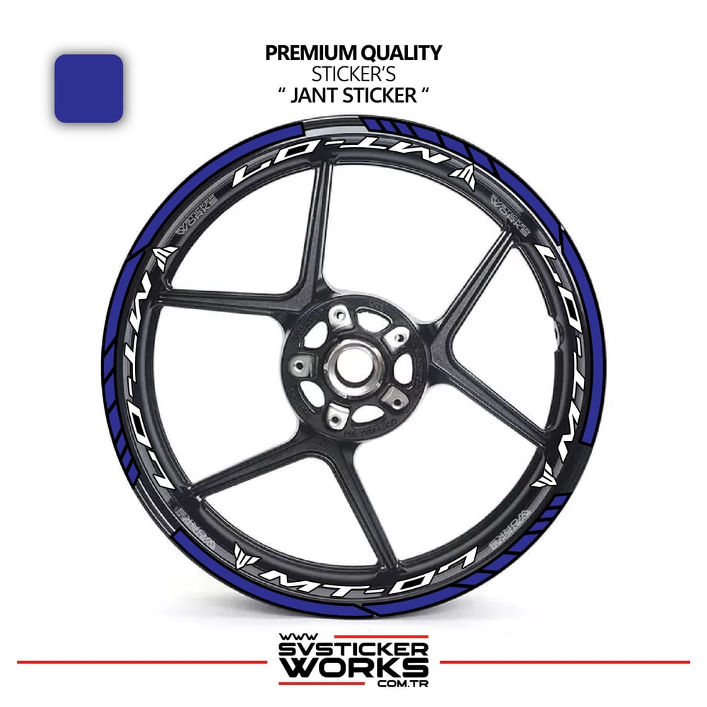 Yamaha MT07 Jant Sticker Ve İç Yazı Basklı Etiket Sticker Modeli Premium Kalite