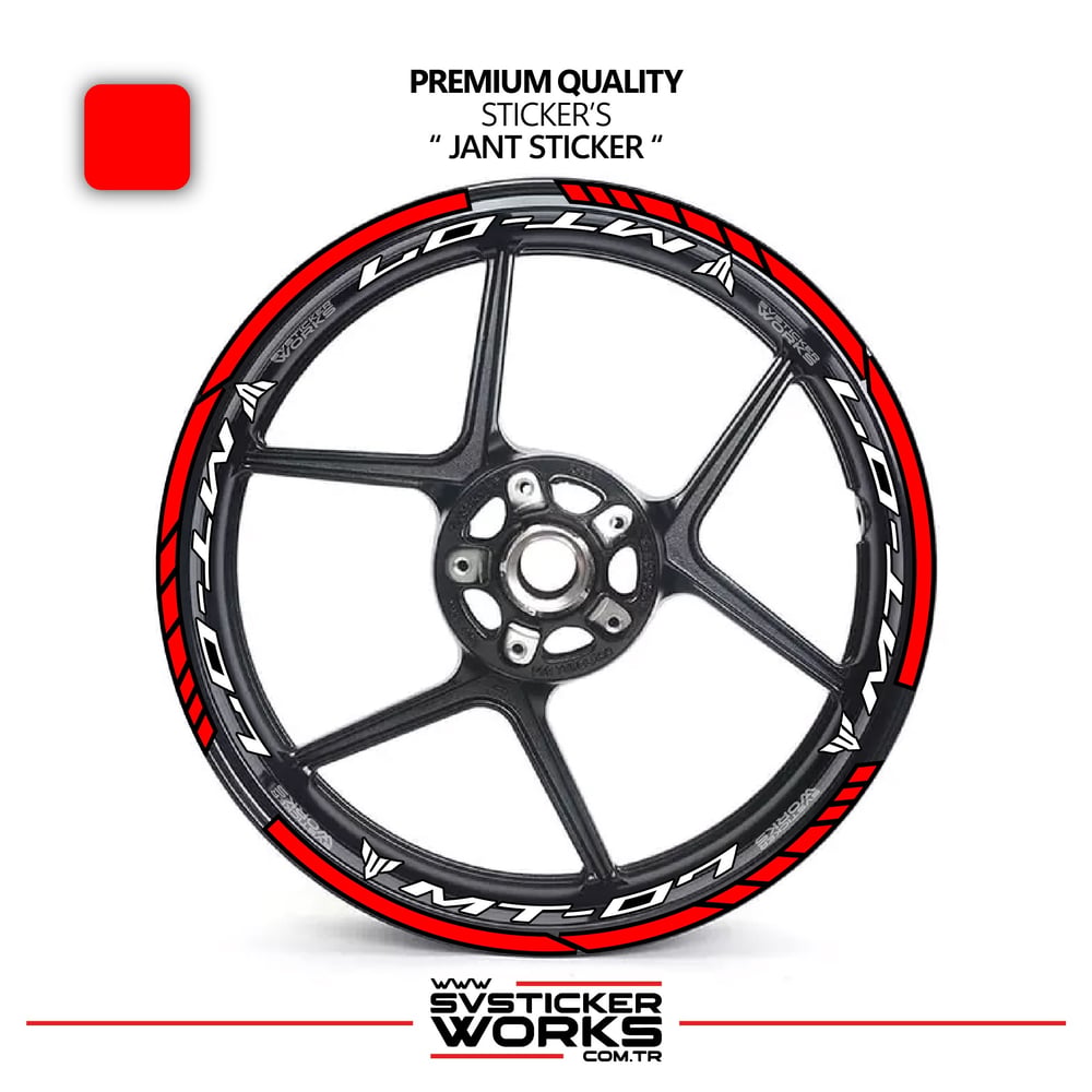 Yamaha MT07 Jant Sticker Ve İç Yazı Basklı Etiket Sticker Modeli Premium Kalite