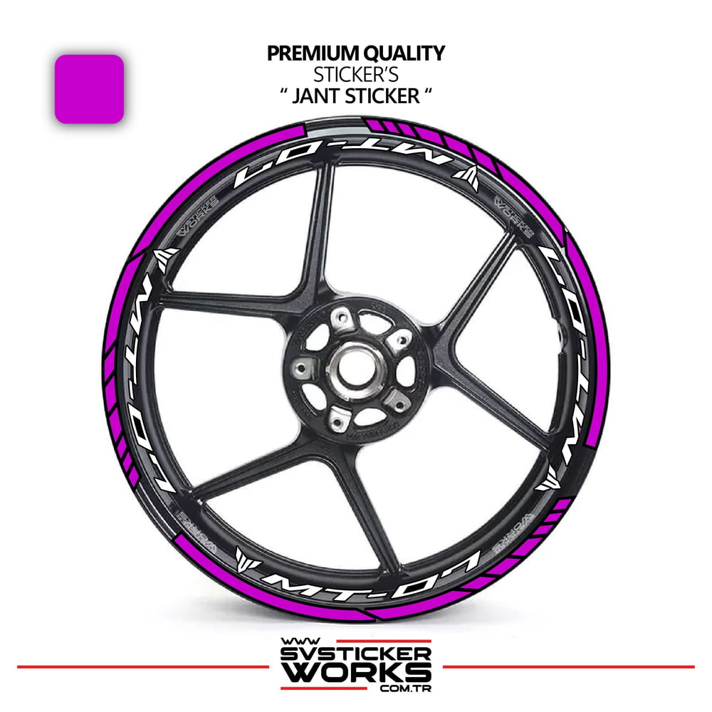 Yamaha MT07 Jant Sticker Ve İç Yazı Basklı Etiket Sticker Modeli Premium Kalite