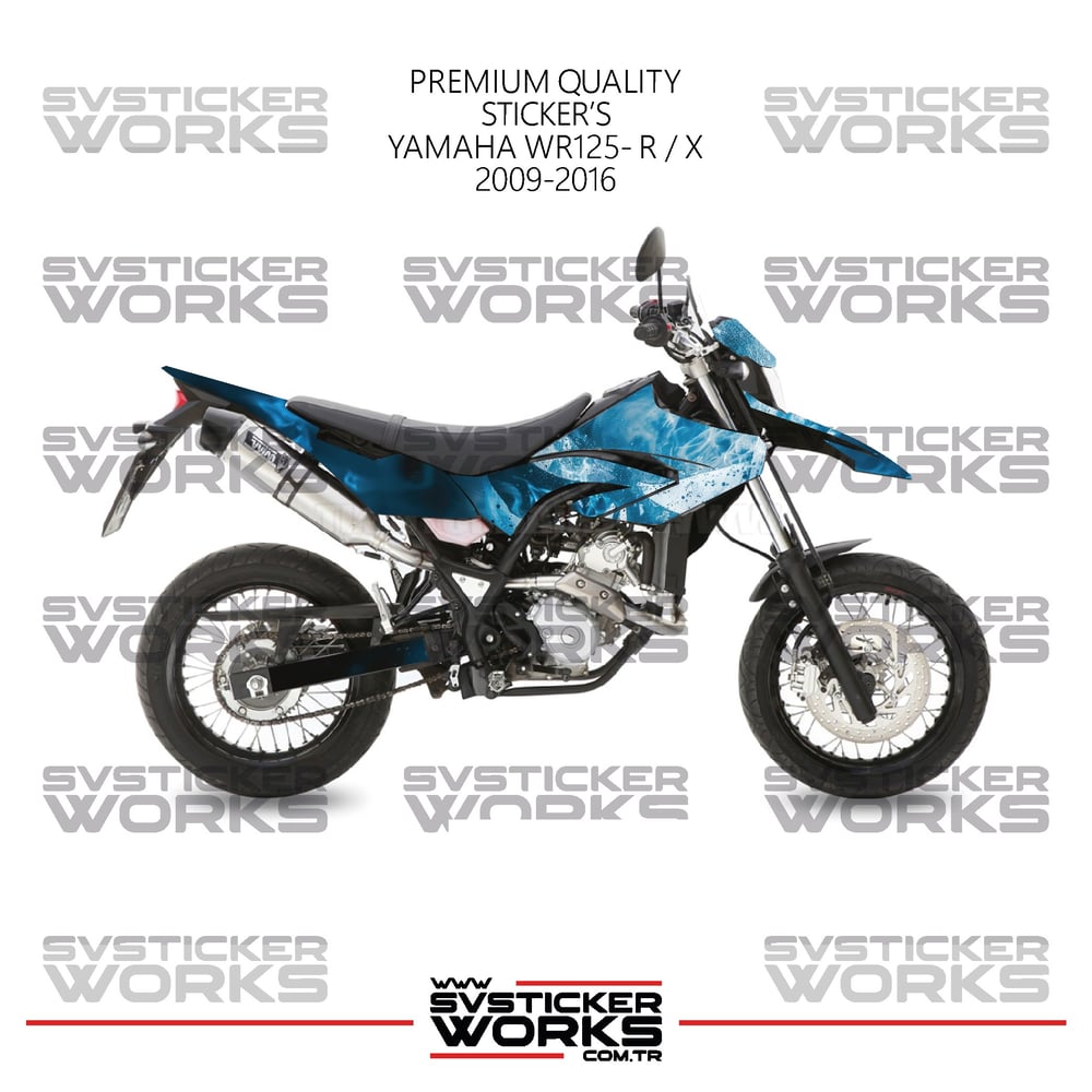 Yamaha WR125R-X Kaplama Sticker Mavi Punisher Design Motor Kaplama Modeli Hazır Kit 2009-2016 Uyumlu 
