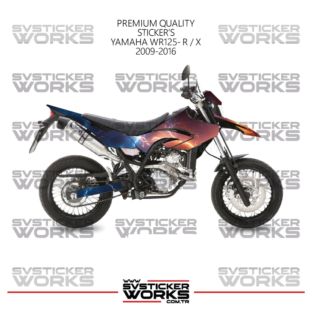 Yamaha WR125R-X Kaplama Sticker Kırmızı Ve Mavi Şimşek Design Motor Kaplama Modeli Hazır Kit 2009-2016 Uyumlu 