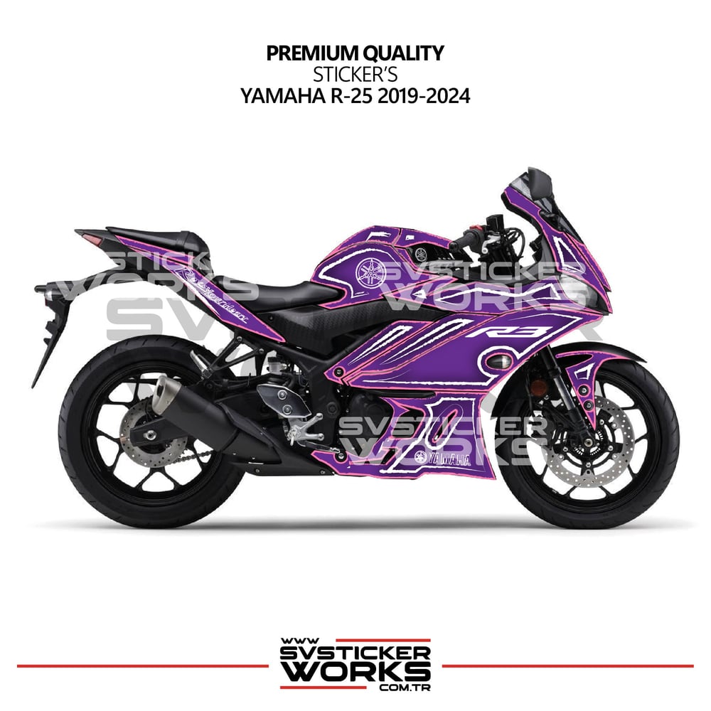 Yamaha YZF R25 R3 Kaplama Sticker Seti 2019-2024 Cell Shaded Kırmızı Beyaz