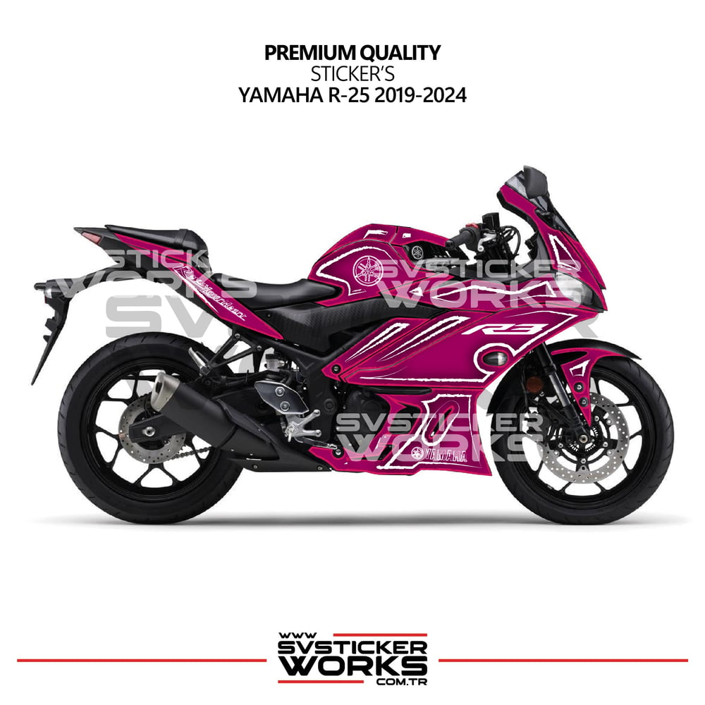 Yamaha YZF R25 R3 Kaplama Sticker Seti 2019-2024 Cell Shaded Kırmızı Beyaz