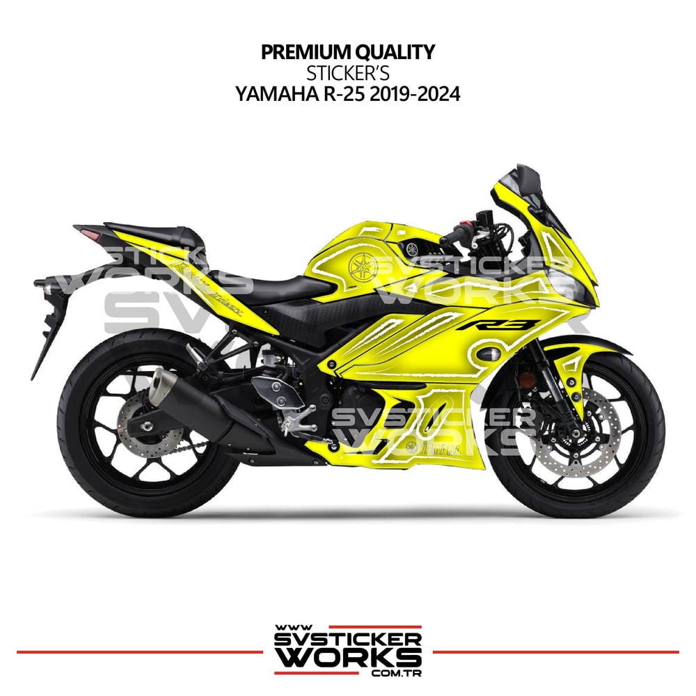 Yamaha YZF R25 R3 Kaplama Sticker Seti 2019-2024 Cell Shaded Kırmızı Beyaz