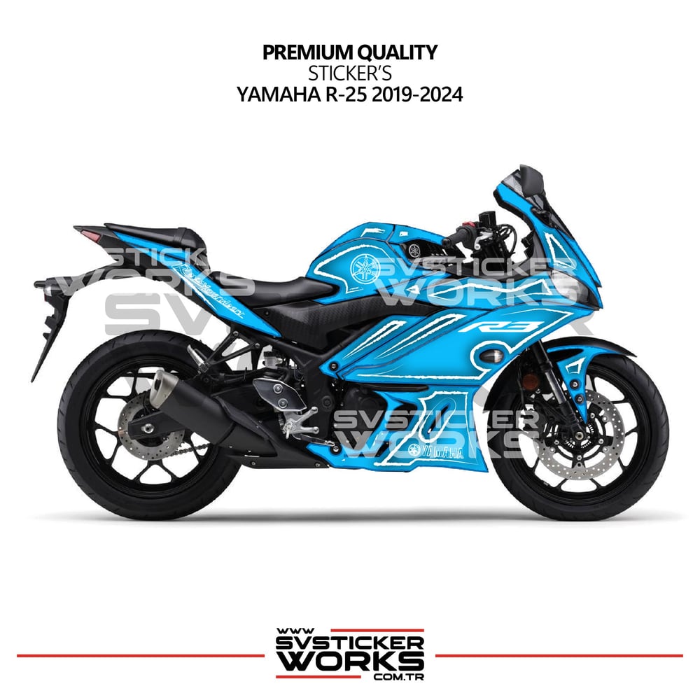 Yamaha YZF R25 R3 Kaplama Sticker Seti 2019-2024 Cell Shaded Kırmızı Beyaz