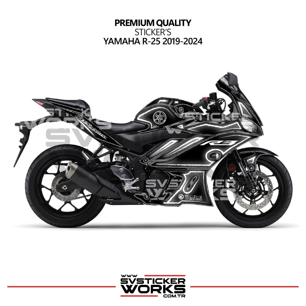 Yamaha YZF R25 R3 Kaplama Sticker Seti 2019-2024 Cell Shaded Kırmızı Beyaz