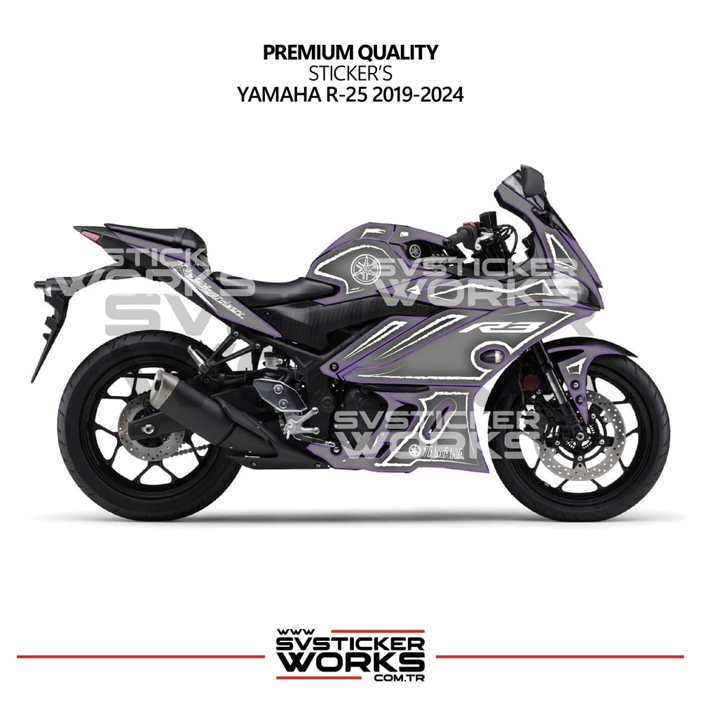 Yamaha YZF R25 R3 Kaplama Sticker Seti 2019-2024 Cell Shaded Kırmızı Beyaz