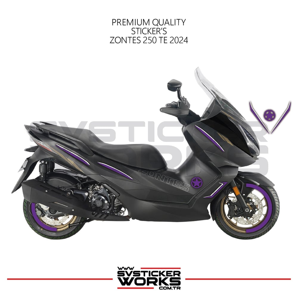 ZONTES 250 TE Sticker Kaplama Set Full Kit Parçalı Etiket Sticker Modeli Mor