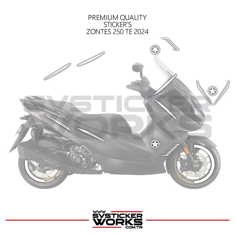 ZONTES 250 TE Sticker Kaplama Set Full Kit Parçalı Etiket Sticker Modeli Beyaz