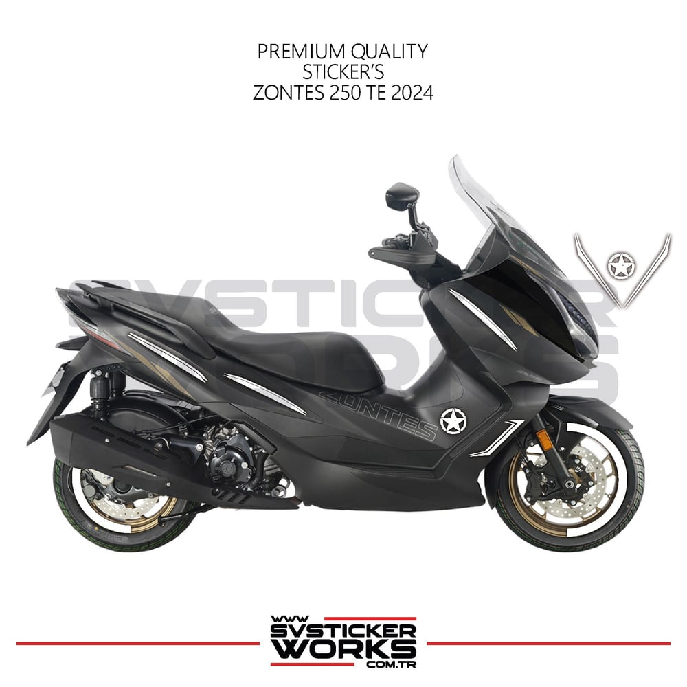 ZONTES 250 TE Sticker Kaplama Set Full Kit Parçalı Etiket Sticker Modeli Beyaz