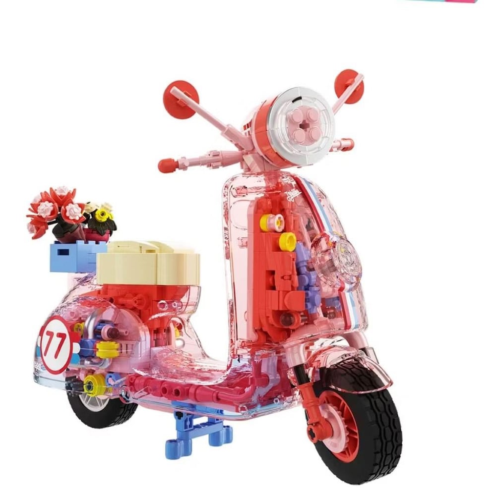 JAKİ SÜPER HAVALI ŞEFFAF MOTOSİKLET PEMBE 552 PARÇA BLOCK OYUNCAK