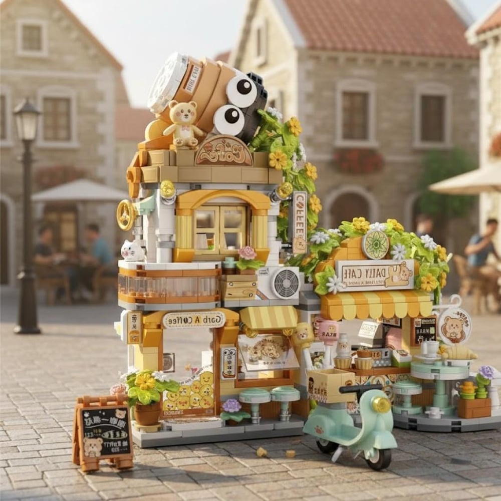 LOZ Küçük Ayı Kafe Çiçekçi Panda Çay Evi 1077 PARÇA BLOCK OYUNCAK