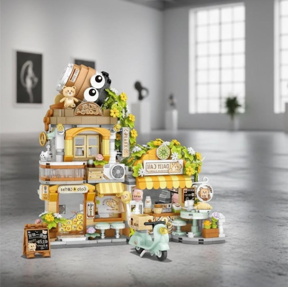 LOZ Küçük Ayı Kafe Çiçekçi Panda Çay Evi 1077 PARÇA BLOCK OYUNCAK
