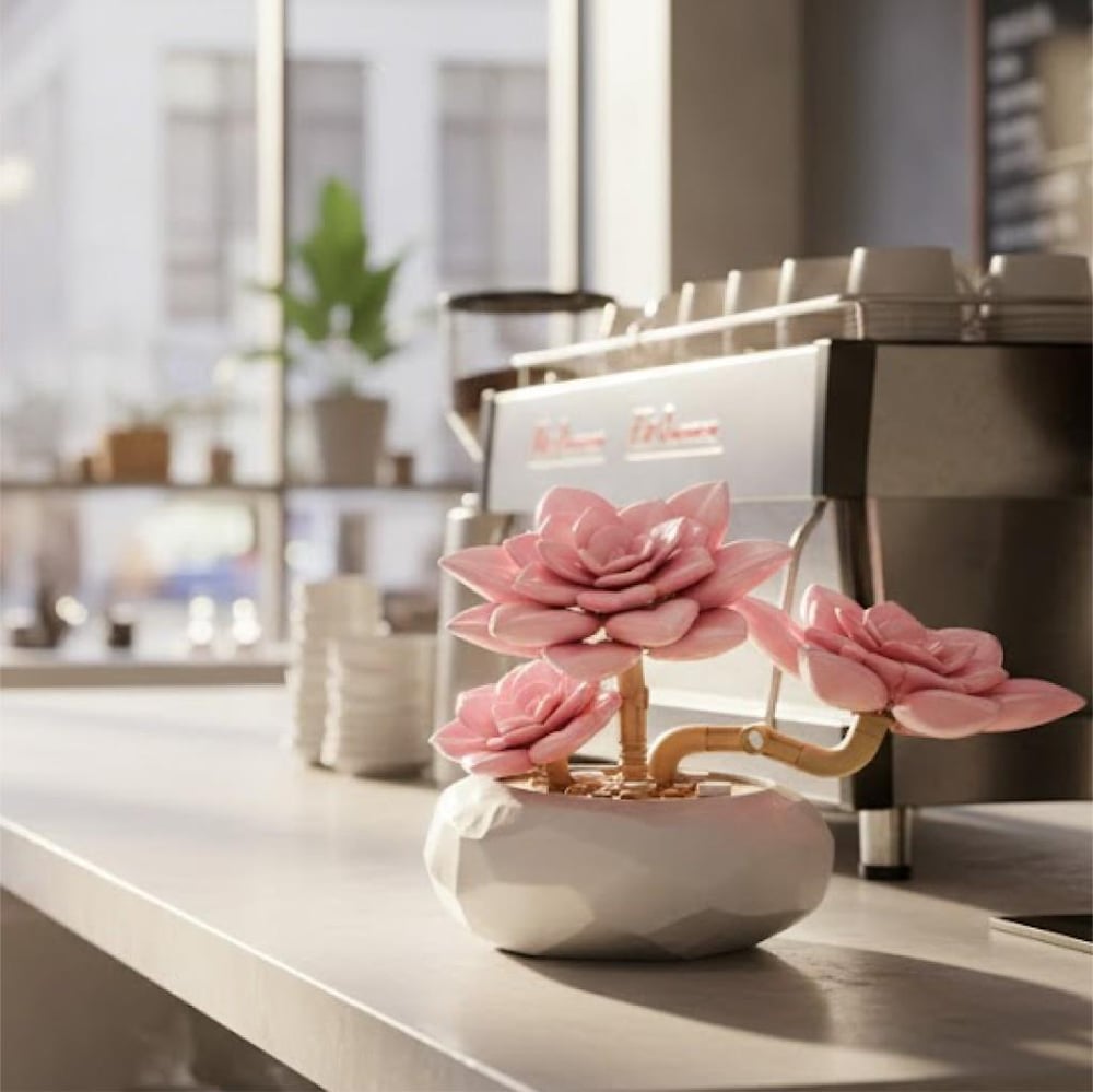 PANLOS PEMBE NİLÜFER SUKULENT MODEL 82 PARÇA BLOCK OYUNCAK