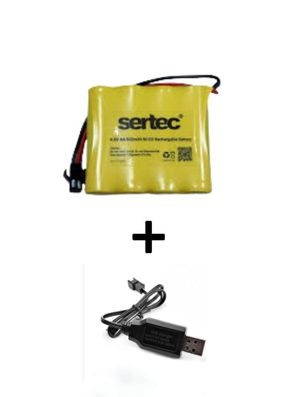 4.8V 800mAh Siyah Soketli Oyuncak Araba Pili + USB Şarj Cihazı Şarjlı RC Pil Seti