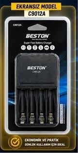 Beston C9012A 4 Yuvalı AA / AAA Ni-MH Akıllı Pil Şarj Cihazı | Hızlı ve Güvenli Şarj