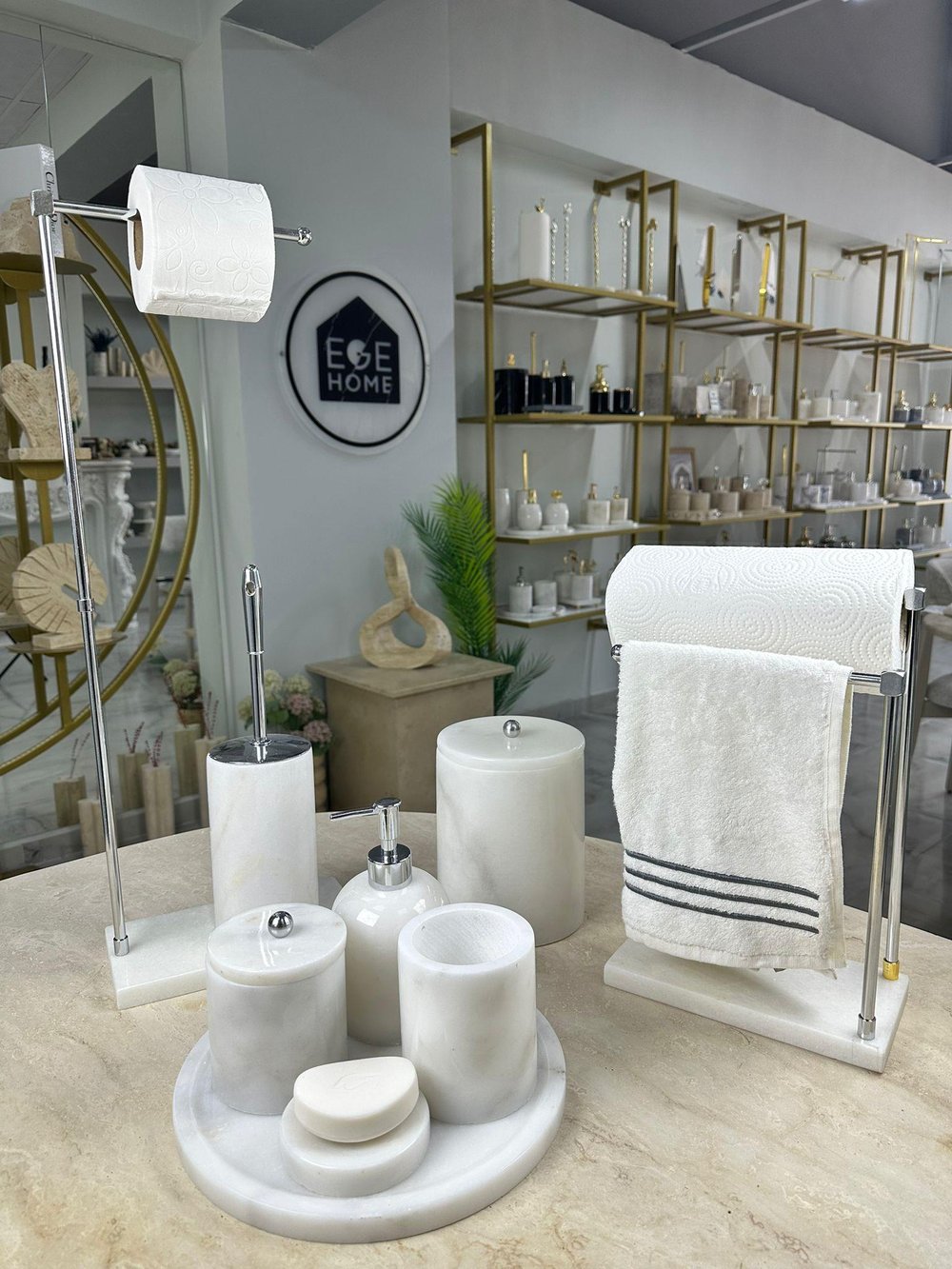 BEYAZ MERMER GÜMÜŞ TOP BANYO SETİ- 9 PARÇA- WC PEÇETELİK 