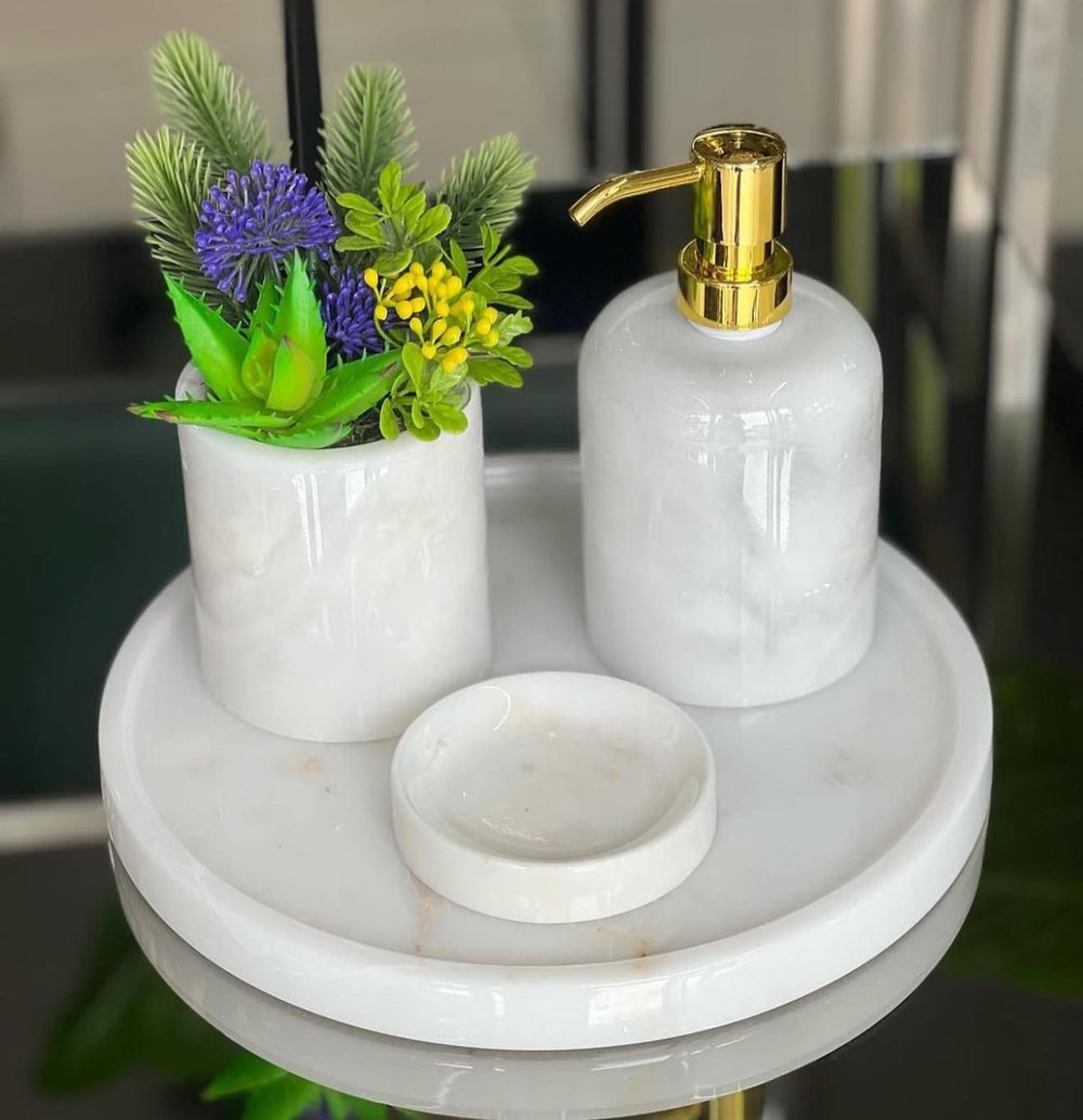 DEKORAFİT BEYAZ MERMER 4 PARÇA BANYO SETİ