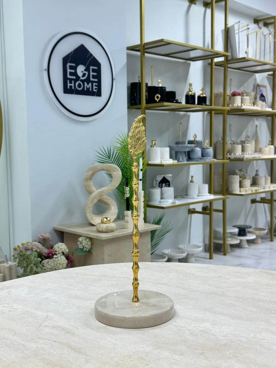 DEKORATİF BEJ MERMER RULO HAVLULUK GOLD TÜY TEPE