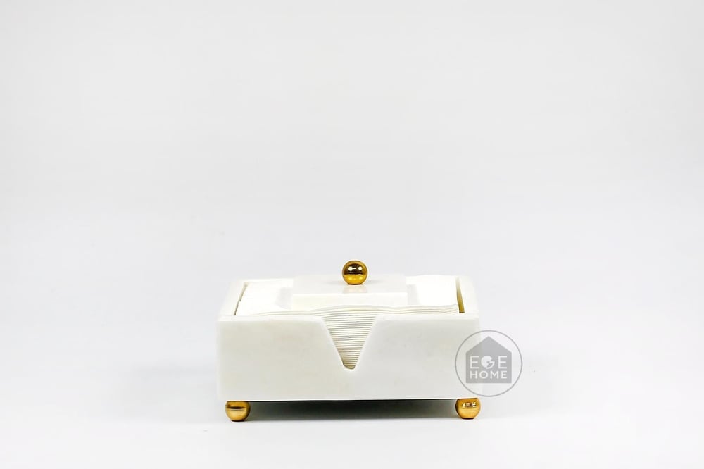 DEKORATİF BEYAZ MERMER PEÇETELİK GOLD TOP DETAYLI 