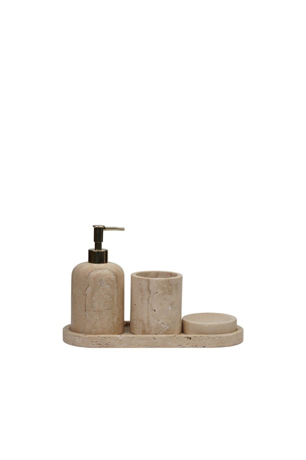 Travrten 4lü set/Traverten mermer banyo seti/gold aksesuar