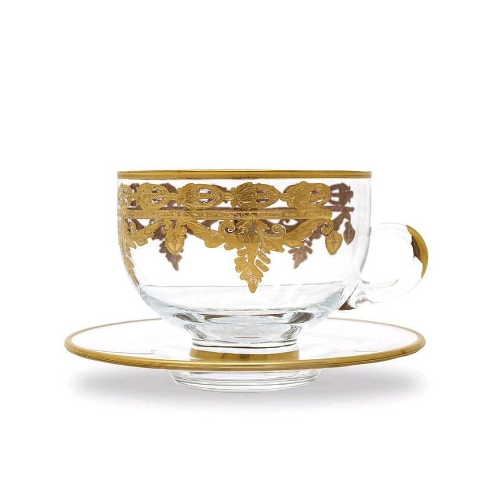 Arte İtalica Vetro Gold Coffee Cup & Saucer