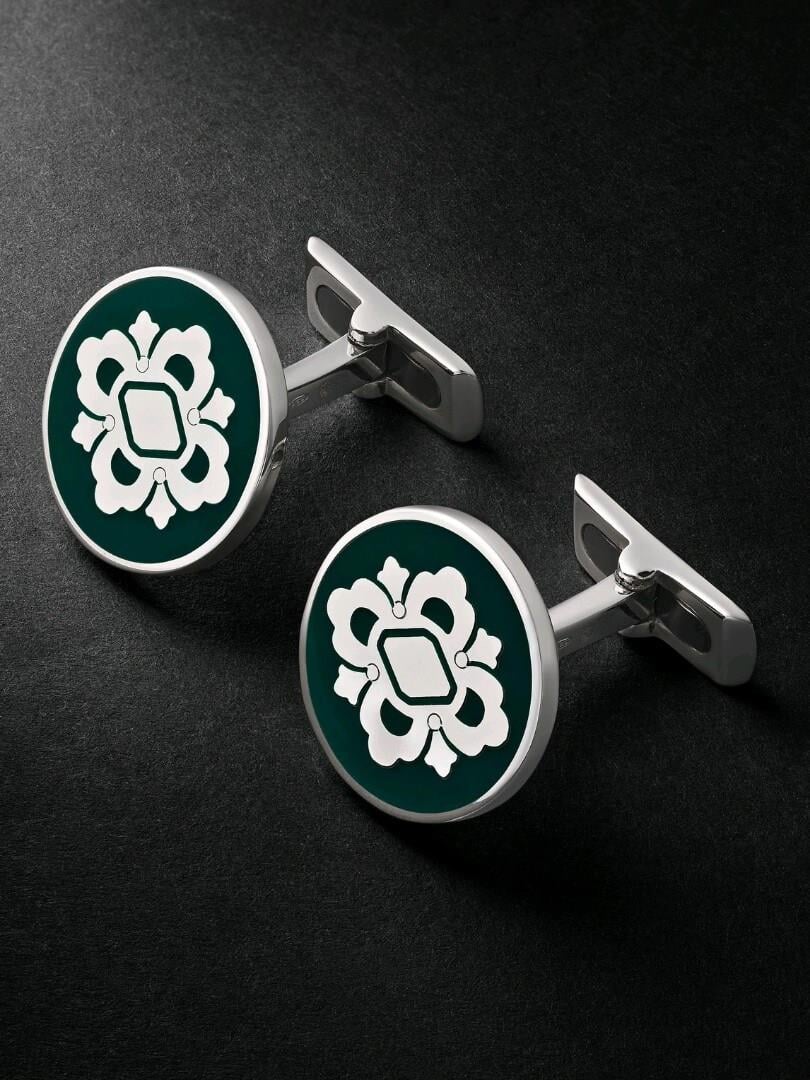 Buccellati - Opera Gümüş ve Emaye Kol Düğmeleri