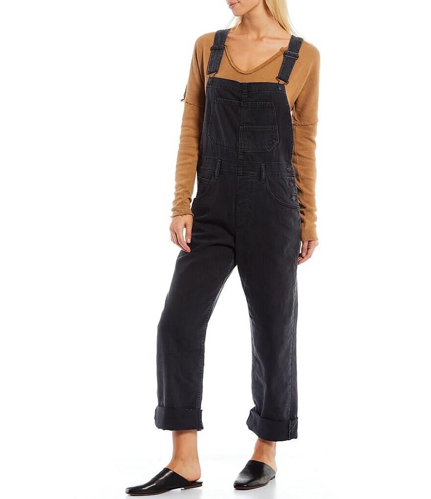 Free PeopleZiggy Cotton Denim Square Neck Overalls